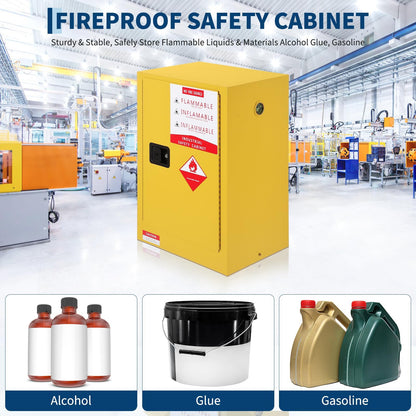 Fire Resistant Flammable Storage Cabinet,Heavy Duty Hazardous Liquid Safety Cabinet with Adjustable Shelf, Cold-Rolled Steel Construction, Spill Containment Tray, Ventilation Holes & Grounding