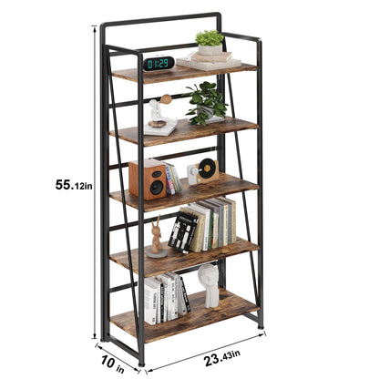 BHG No Assembly Folding Bookshelf for Living Room,Collapsible Book Shelf for Home Office, Portable Bookcase Storage Organizer Rack Shelves
