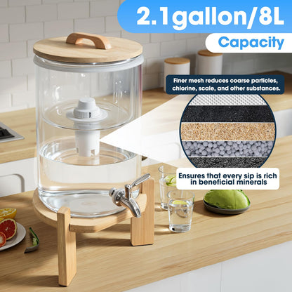 water filter dispenser Countertop water purifier System 2.9 Gallon Glass water filter with Water Alkaline Water Purification Unit, White, Plastic (2.9, Gallons)