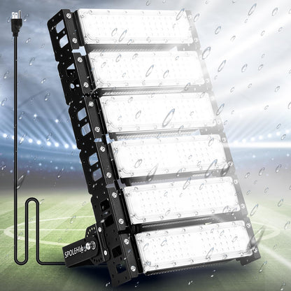 LED Stadium Light – 2000W Equivalent High Mast Flood Light 48,000LM, IP66 Waterproof, 50,000Hrs Lifespan, 120° Wide Beam for Tunnels/Parking Lots/Fields – Super Bright & Energy-Saving (300W, 85V-305V)