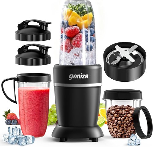 Ganiza Blender for Smoothies - 1300W Portable Ice Crushing Blender with 2 Cups (37 oz & 23 oz)