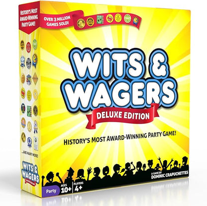 Wits &amp Wagers Deluxe Board Game by North Star Games - Award Winning Trivia Game - 4+ Players - Ultimate Party Game for Family Teens and Adults.
