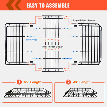Roof Rack Carrier Carrier Basket 65"*39"*6"+Waterproof Bag 20 Cubic Feet(51"*40"*17"),and Cargo Net with Attachment Hooks,Ratchet Straps.200 Lbs Capacity,Universal Rooftop Small Size Roof Rack