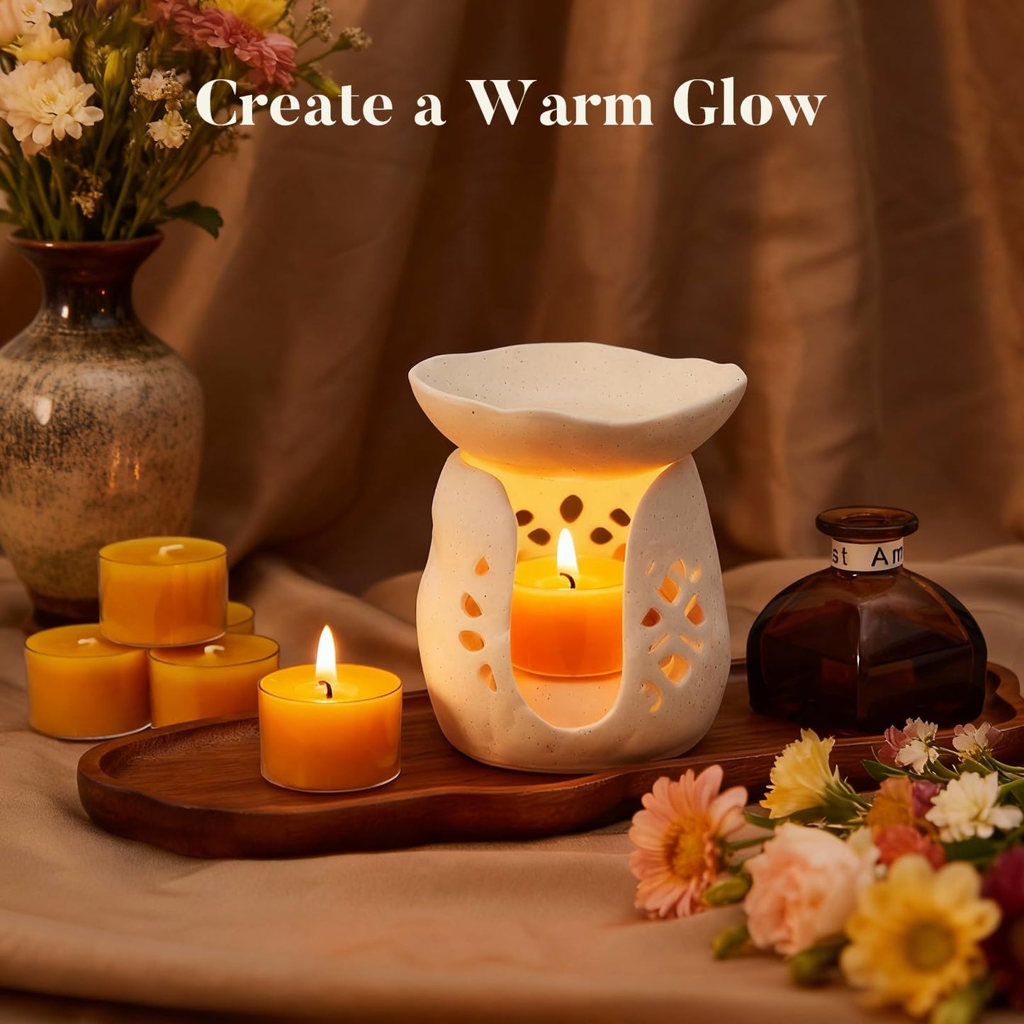 Crenovo Tea Lights Beeswax 12 Pack, 8-Hour 100% Pure Bees Wax Tealight Candles, Smokeless Unscented Votive Cup Candles for Home Spa Meditation Relaxation