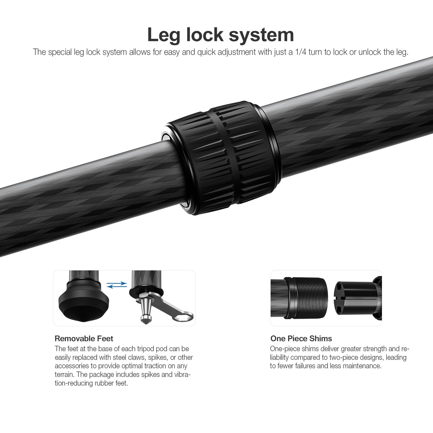 Leofoto LS-284CEXX Travel Tripod w/Built-in Leveling Head, Ranger Series, Carbon Fiber, 4 Leg Sections, Lightweight, Ball Head Optional (Tripod w/ 36mm Ball Head)