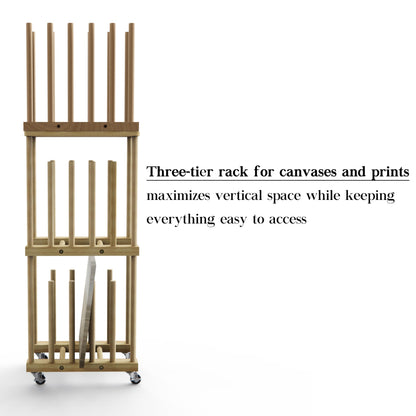 UNZERO 3-Tier & Desktop Art Storage Rack for Canvas & Prints