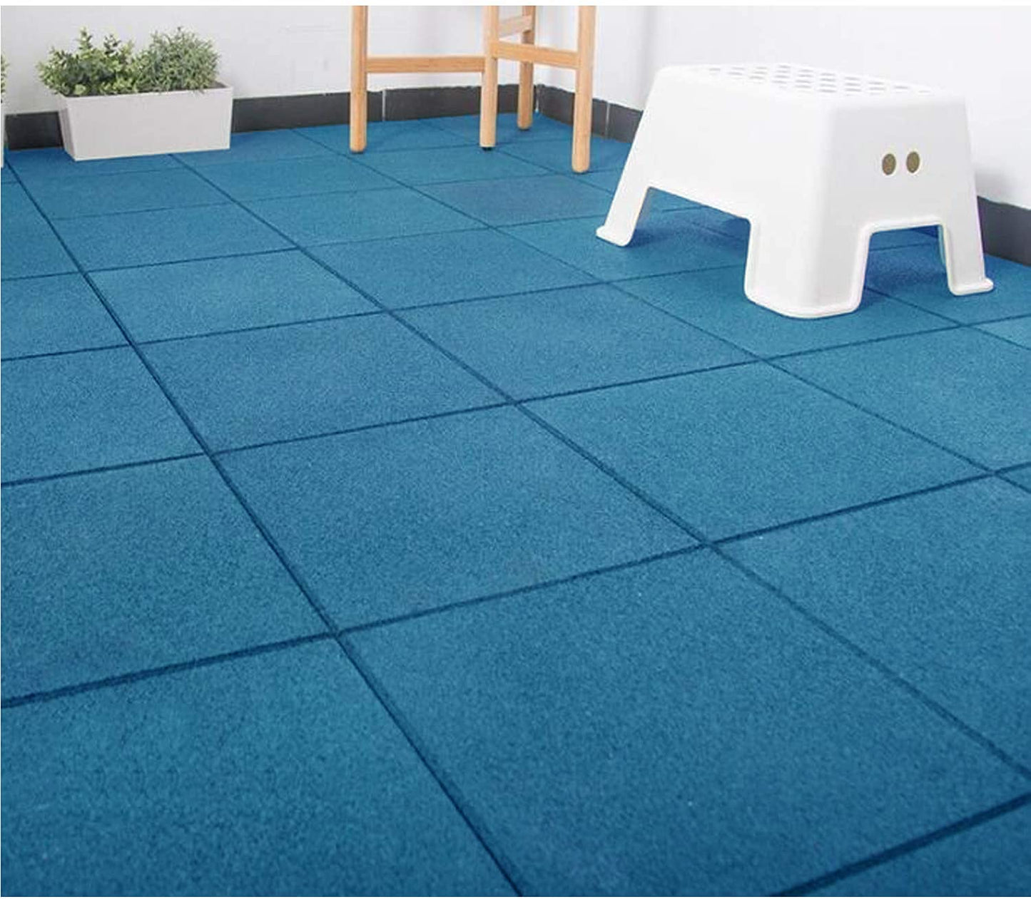 MYOYAY 1" Thick Interlocking Tiles 4 Pack 20" x 20” Rubber Flooring Mats Non-Slip Heavy-Duty Mats for Playground, Indoor and Outdoor Gym Floor, Sport Floor, Backyard Play Area