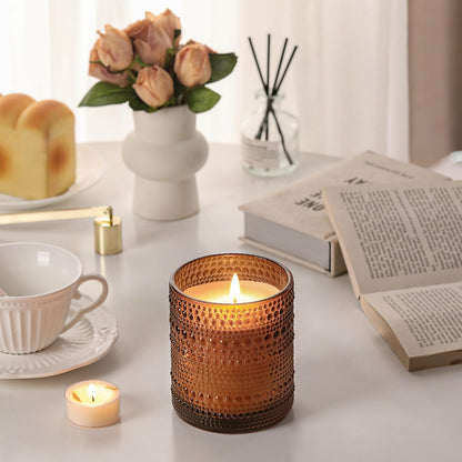 DARJEN Sandalwood Candles for Home- 10oz 68H Natural Soy Wax Aromatherapy Jar Candle with Strong Scent, Decorative Aesthetic Candles for Home Office, Evening Wind-Down, Luxury Gift for Man Cave