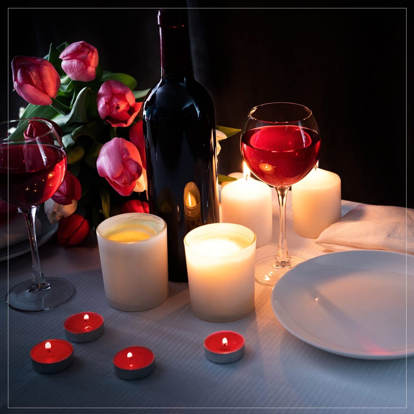 200 Pcs Tea Lights Candles Smokeless Mini Tealight Dripless Candles Bulk for Dinner Party Home Decoration Wedding Centerpiece Birthday Valentine(Red)