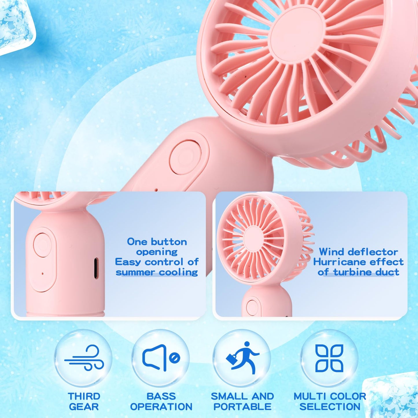 Rossesay 36 Pack Mini Portable Fan Bulk for Travel 3 Speeds, Rechargeable USB Battery Operated, Small Handheld Personal Eyelash Fans for Women Men Indoor Outdoor (Pink Blue Purple)
