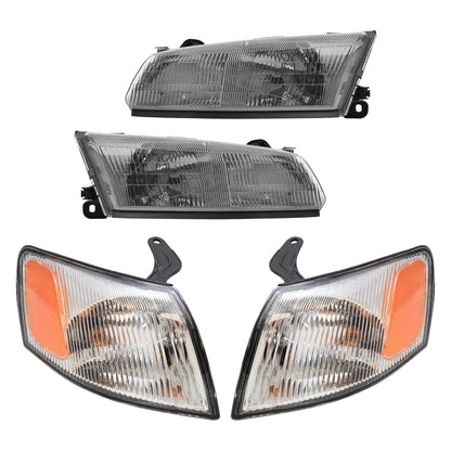 TRQ Headlight Assembly Set for 1997-1999 Toyota Camry, Model LKA55913, Includes Driver & Passenger Side Lights