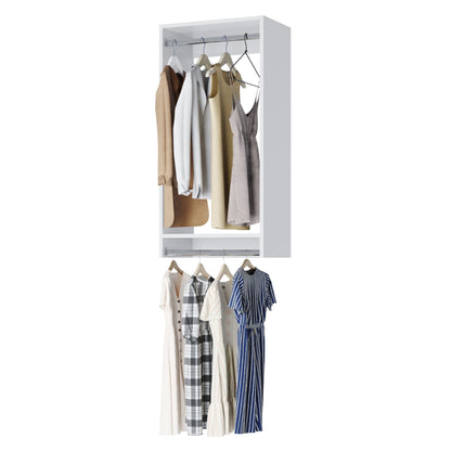 Double Hanging Closet Unit - Modular Closet System For Hanging - Corner Closet System - Closet Organizers And Storage Shelves (White, 24 inches Wide) Closet Shelves