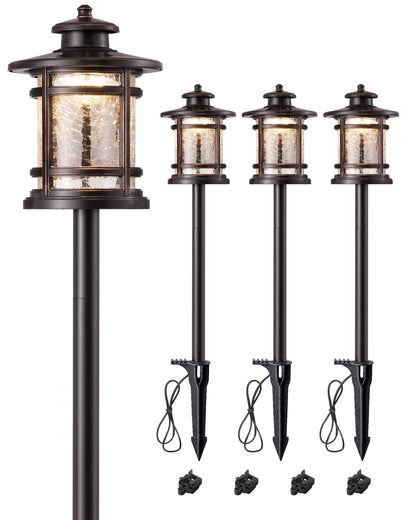 EDISHINE Low Voltage Landscape Lighting, 3.4W 155LM 12V 3000K Wired Pathway Lights, Outdoor Waterproof Electric Landscape Path Lights, 50,000H LED for Yard, Garden, Driveway, 4 Pack