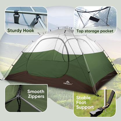 Forceatt 4 Person Camping Tent, Professional Waterproof & Windproof. Lightweight Backpacking Tent Suitable for Camping,Hiking, Outdoor, Mountaineering and Travel