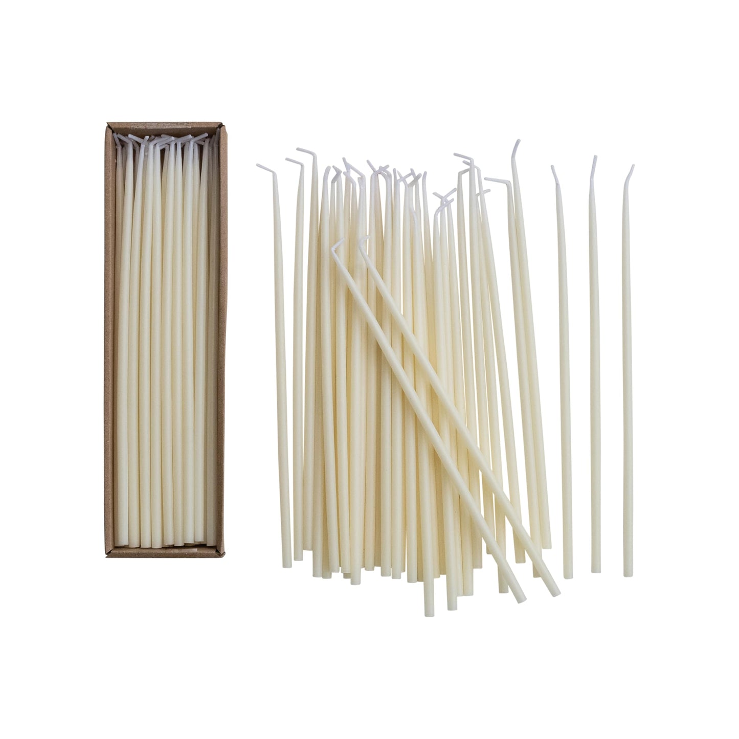Creative Co-Op 36-Piece Unscented Thin Taper Candles in Box, Ivory