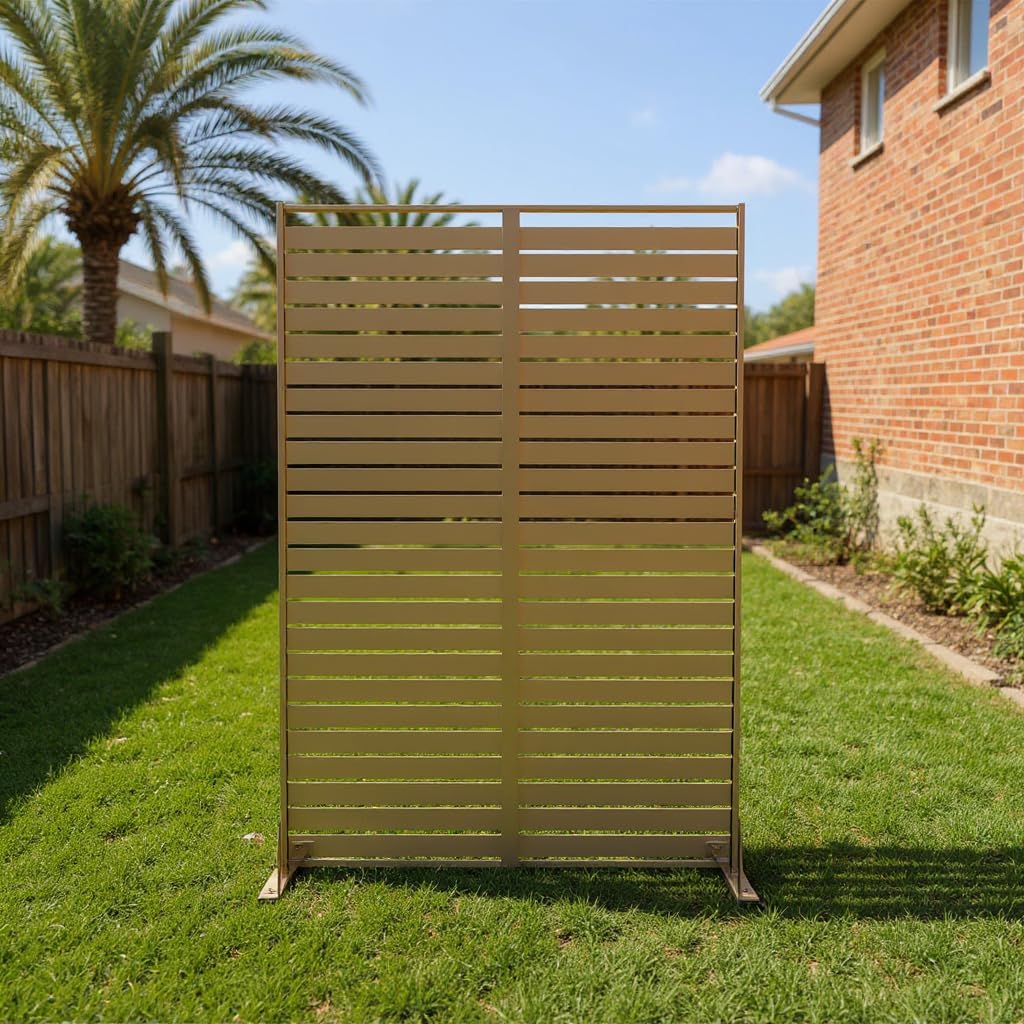 Garvee Metal Privacy Screen Outdoor, 72" h×47" w Balcony Patio Privacy Screen, Freestanding Privacy Fence, Decorative Panel, Patio Room Divider for Garden, Balcony, Deck