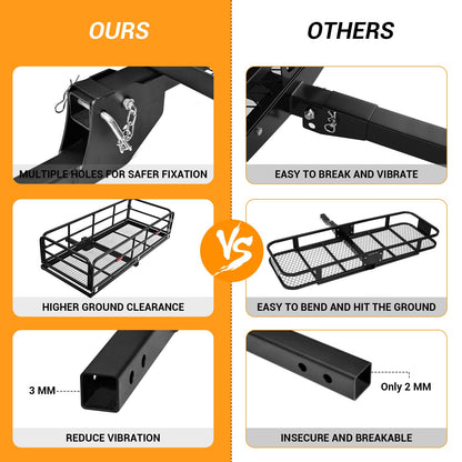 Folding Hitch Mount Cargo Carrier Rack - 750 LBS Heavy Duty Rear Luggage Basket for Car SUV, Fits 2" Receiver - Tow Hitch Cargo Rack for Camping Travel, Black