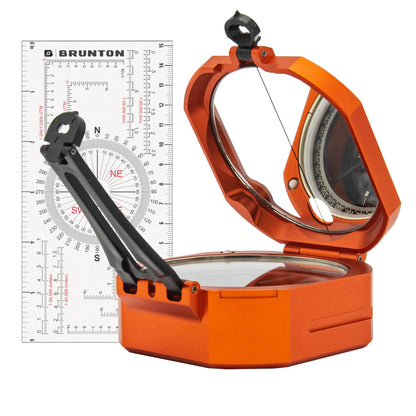 Brunton Standard Transit Azimuth Orange + Map Multi-Tool Card, Professional Geology & Field Mapping Bundle