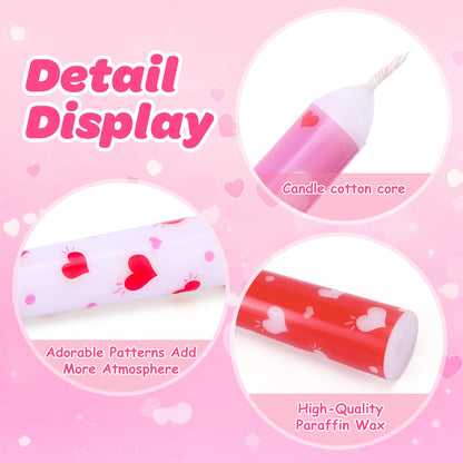 EBaokuup 3 Pcs Valentines Heart Taper Candles-10 Unscented Valentine's Day Taper Candles-Red Taper Candles for Valentine Anniversary Home Table Decoration Wedding Holiday Gift
