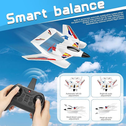 RC Plane for Water Land &amp Air Remote Control Plane Sea Airplane R C 2 Channel RC Airplane Amphibious Tri-Phibian Aircraft with 2 Batteries 2.4GHz RTF A irplane Glider for Adult Beginner