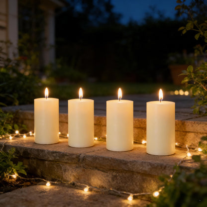 4 Pack Ivory Pillar Candles, 2x4 Inch, Long-Lasting, Dripless and Smokeless Unscented Candles, Ideal for Home Décor, Parties Weddings and Relaxation