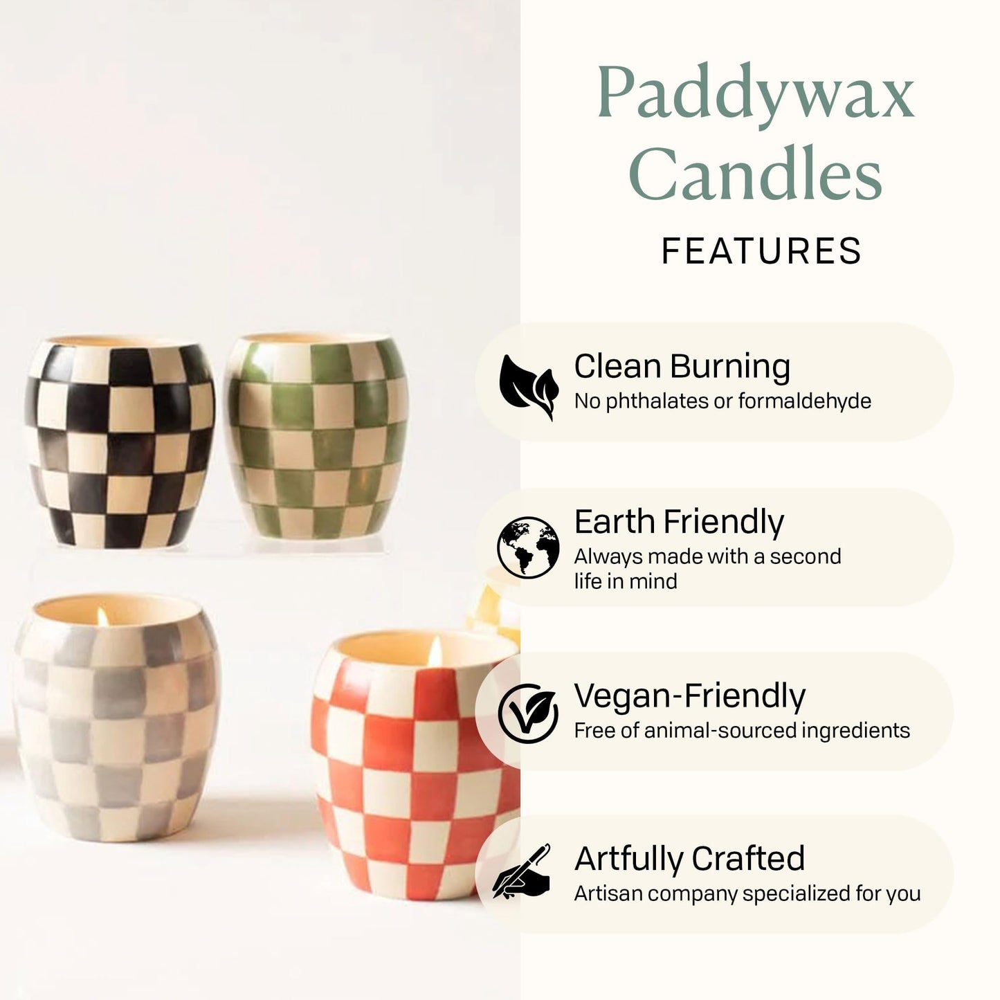 Paddywax Checkmate Hand Painted Scented Candle in Reusable Porcelain Jar, Clean-Burn Soy Candle with Approx. 55 Hour Burn Time, Decorative Gift Candles for Home, Lavender Mimosa, 11 oz