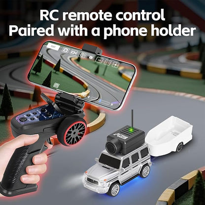 WLtoys Mini RC Car 1:64 Scale FPV RC Drift Car with 720P HD Camera 2.4GHz Transmitter and WiFi App Control with Gyro First Person Perspective Mini Racing Toys for Hobby RC (Black) (Sliver)