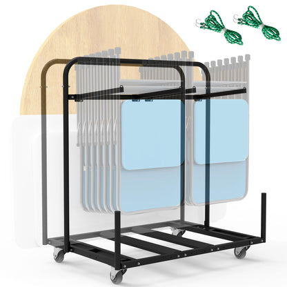 Eastrexon Updated Folding Table and Chair Rack Cart (Holds 10-16 Chairs & 4-8 Tables), Powder Coated, Perfect for Party, Hotel, Factory, Warehouse, 44.3" L x 31.4" W x 48" H