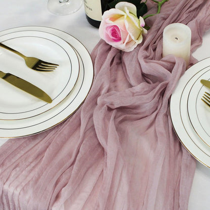 LuxeLouise 2 Pack Cheesecloth Table Runner 120 Inch Cheese Cloth Table Runner 10ft Chiffon Gauze Table Runners for Table Decor Birthday Party Baby Shower and Bridal Shower Decorations(Dusty Pink)