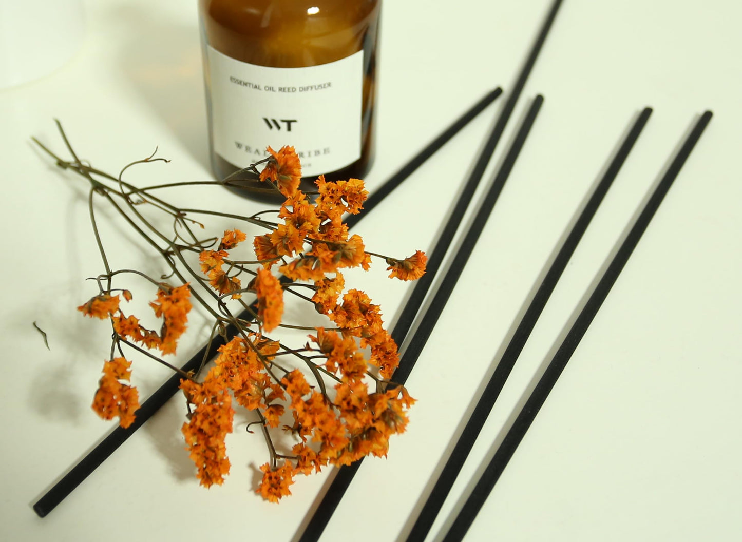 WEALD TRIBE Flower Reed Diffuser Set Vanilla Cinnamon Scent for Bathroom Air Fresheners | 4.0 fl oz Essential Oils with Sticks Home Fragrance Defusers | House Bedroom Office Shelf Decor & Gift