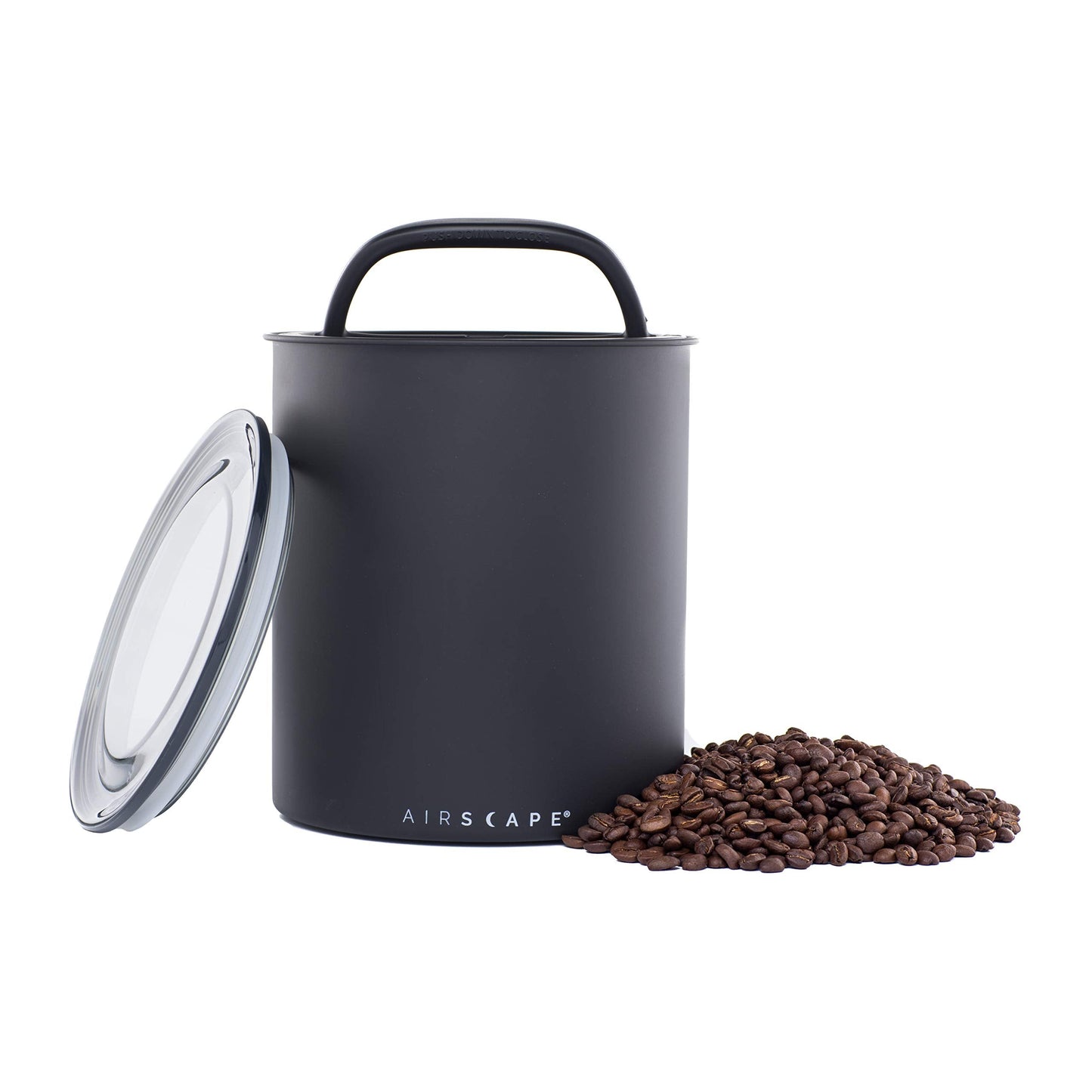 AirScape Steel Coffee Canister Family - Set of 3 - Food Storage Container - US Patented Airtight Lid - Push Out Excess Air Preserve Food Freshness (Matte Black, Small, Medium & Large Kilo)