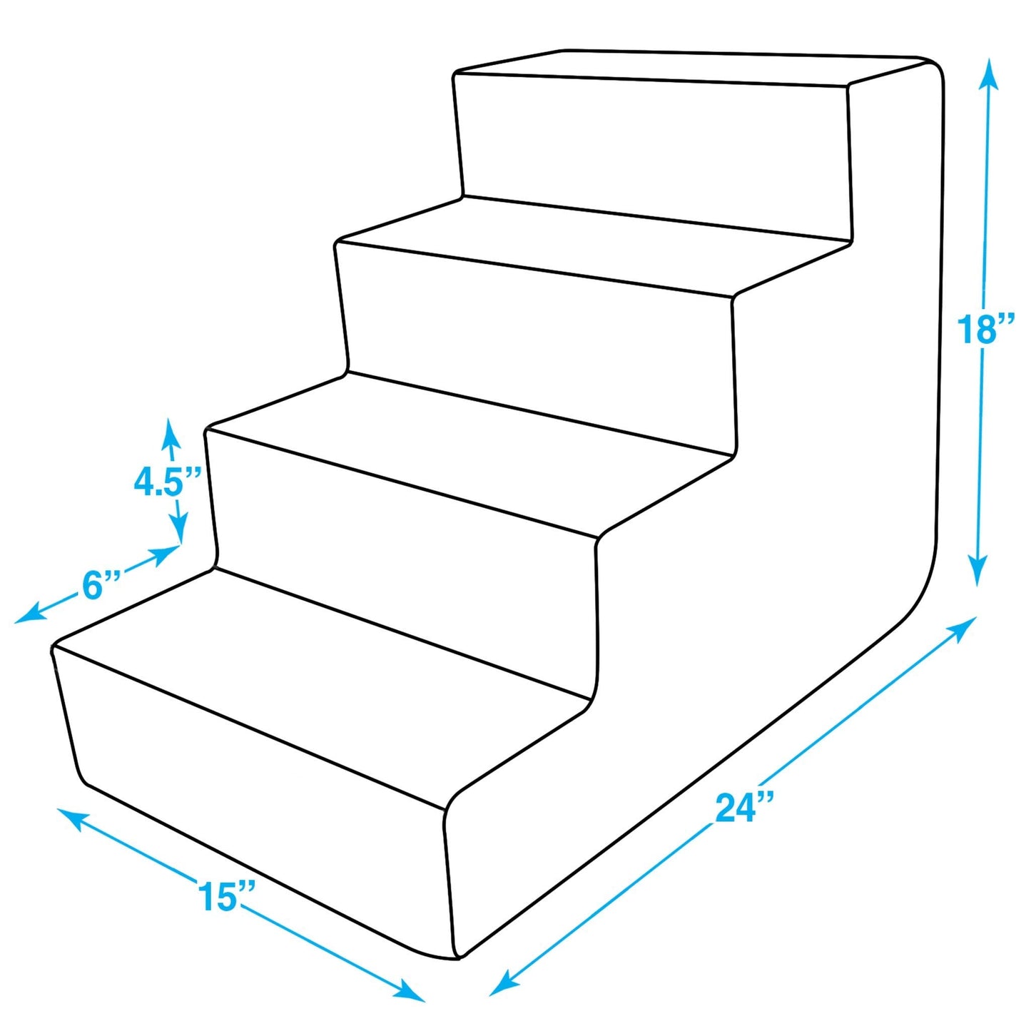 Best Pet Supplies Dog Stairs & Steps - Foam Steps for Small Dogs & Cats, Non-Slip Indoor Balanced Pet Step Support, Dog Ramp, No Assembly, Ash Gray Linen, 4-Step (18-inch Height).