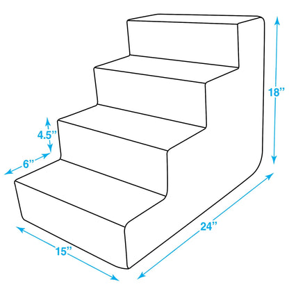 Best Pet Supplies Dog Stairs & Steps - Foam Steps for Small Dogs & Cats, Non-Slip Indoor Balanced Pet Step Support, Dog Ramp, No Assembly, Ash Gray Linen, 4-Step (18-inch Height).