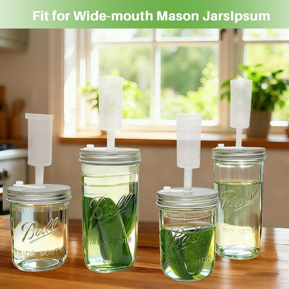 Fermentation Kit for Wide Mouth Mason Jars,Fermentation Kit with 4 Glass Fermentation Weights,4 Fermenting Lids,4 airlocks,5 Silicone Rings,5 Silicone Grommet for Pickling, Canning and Sauce(No Jars)