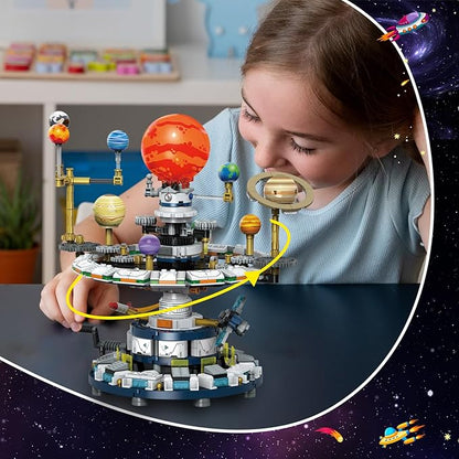 Spinning Solar System Space Building KitCompatible with Lego Space with 9 Planets Rotatable &amp Rocket Sets STEM Educational Space Toy Solar System for Kids for Boys Girls 6-14 and Adults(964 Pcs)