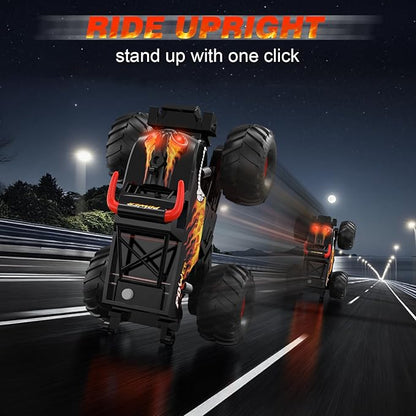 Amphibious Remote Control Car 4WD | Waterproof RC Cars with Dual Spray Mist &amp Led Lights1:16 RC Monster Truck for All Terrain Off-Road Pickup Toys Gifts for Boys/Girls Age 8-12+