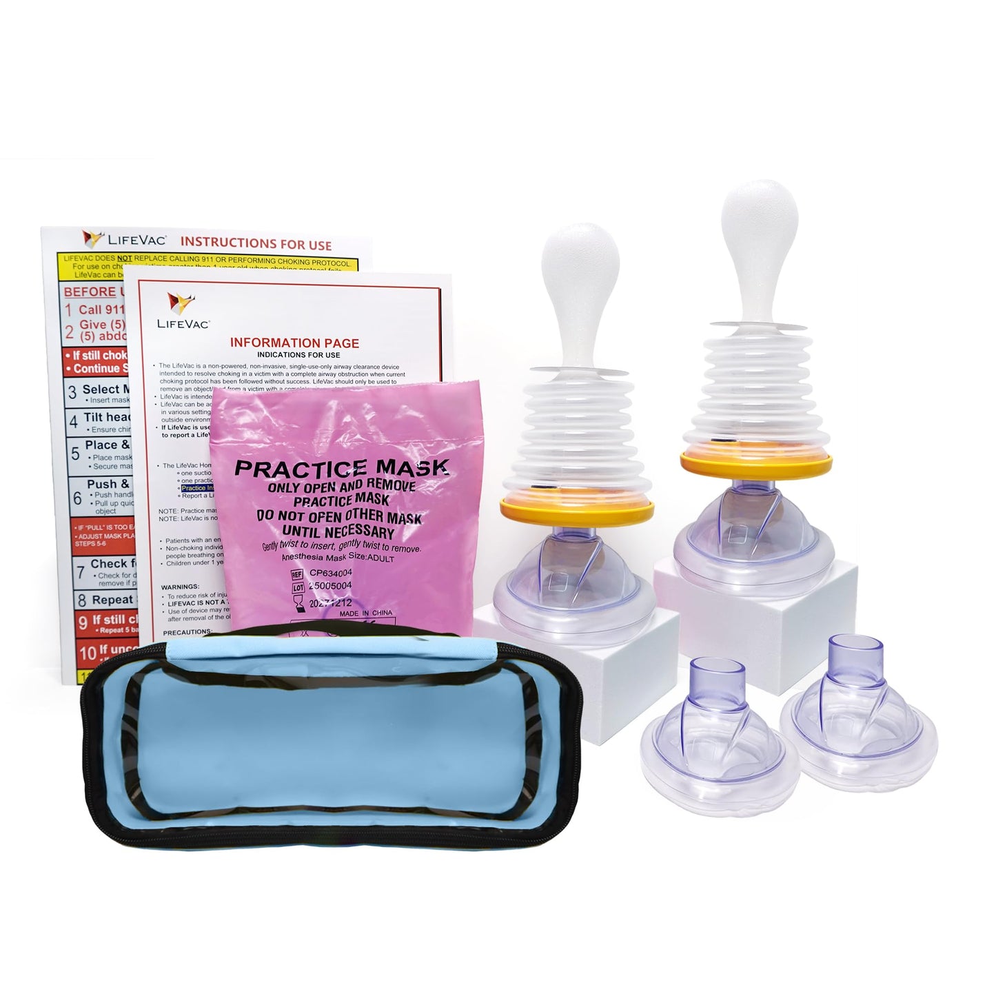 LifeVac Home & Blue Travel Kit Combo - Portable Suction Rescue Device, First Aid Kit for Kids and Adults, Portable Airway Suction Device for Children and Adults