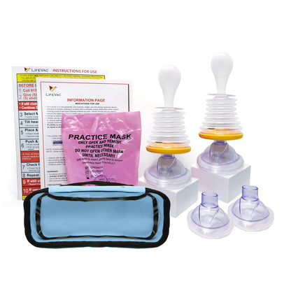 LifeVac Home & Blue Travel Kit Combo - Portable Suction Rescue Device, First Aid Kit for Kids and Adults, Portable Airway Suction Device for Children and Adults