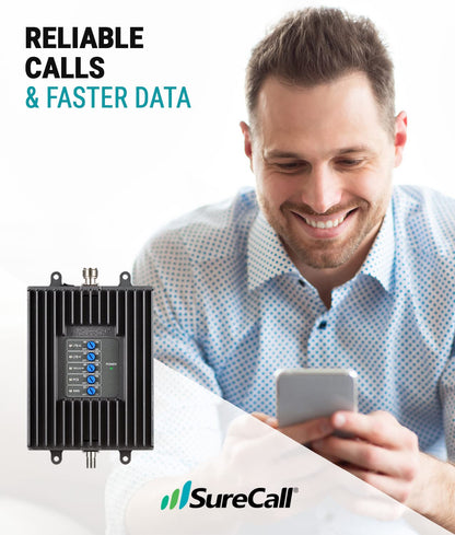 SureCall Fusion4Home Cell Phone Signal Booster Kit for Home and Office - Verizon, AT&T, Sprint, T-Mobile 3G, 4G and LTE, Covers Up to 3,000 Sq Ft, black (SC-PolyH-72-OP-Kit)