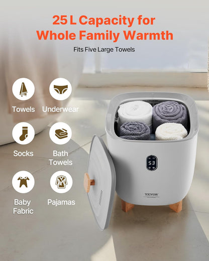 VEVOR Towel Warmers for Bathroom, Towel Warmer Bucket Auto Shut Off for Spa Fits up to 3 Oversized Towels, Blankets, Clothes, Bathrobes, PJ's and More