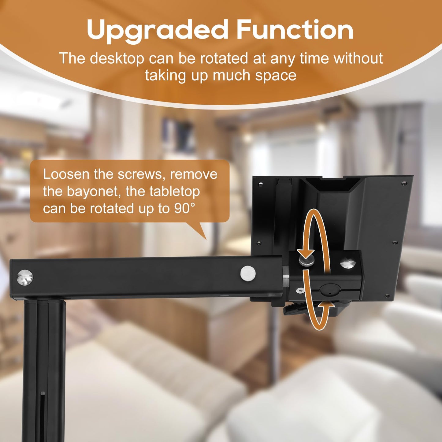 Virego Upgrade Removable RV Table Leg Accessories, 360 Degree Aluminum Alloy RV Adjustable Table Leg, Table Top Adjustable Detachable RV Table Leg for RV Caravan Yachts, 100IBS (Upgrade Black)