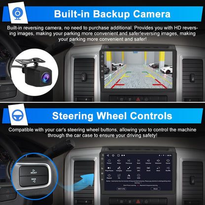Car Stereo Radio for Jeep Wrangler JK 2007-2018 Dodge RAM 1500 Chrysler Compass Grand Cherokee, Android 13 2GB 64GB 10 Inch Touchscreen, Wireless CarPlay Android Auto, Backup Camera, FM AM WiFi RDS