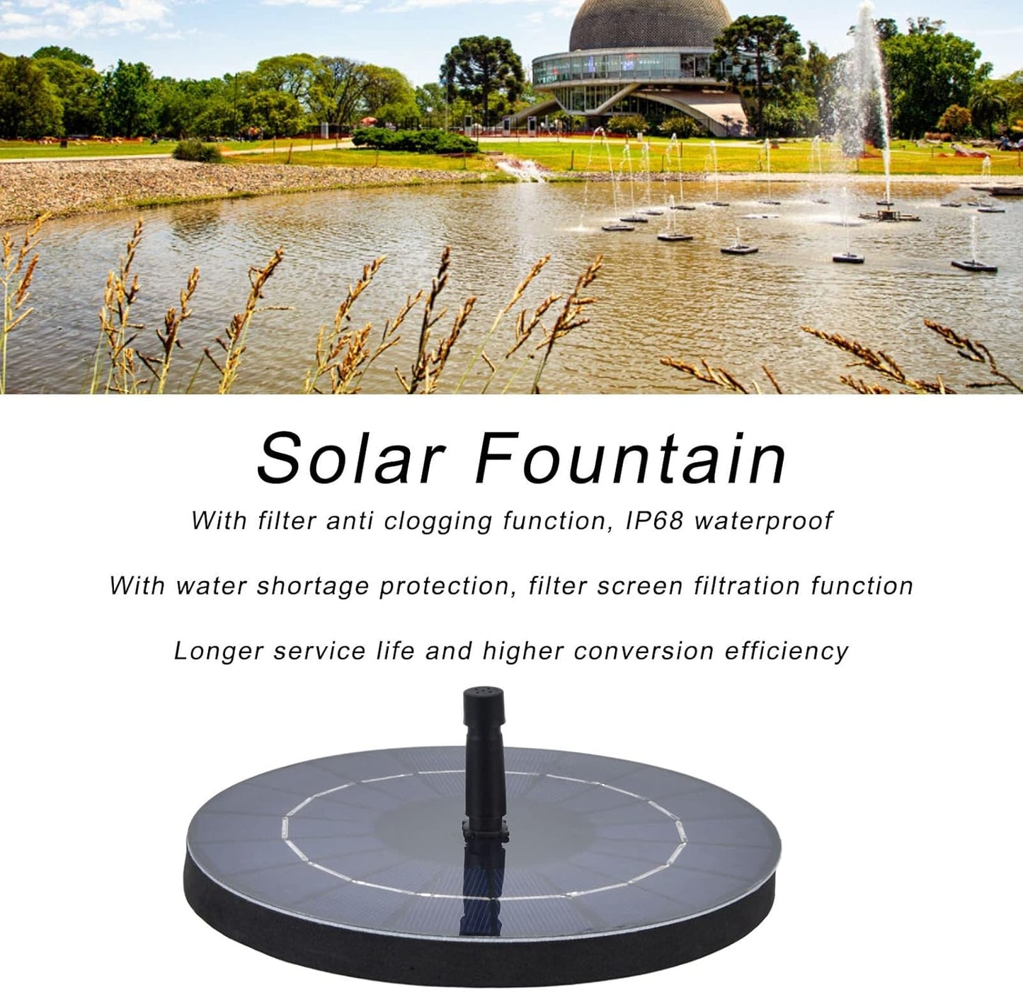 Solar Bird Bath Fountain Pump by 9V - 3.5W Free Standing Water Sprinkler with Solar Panel