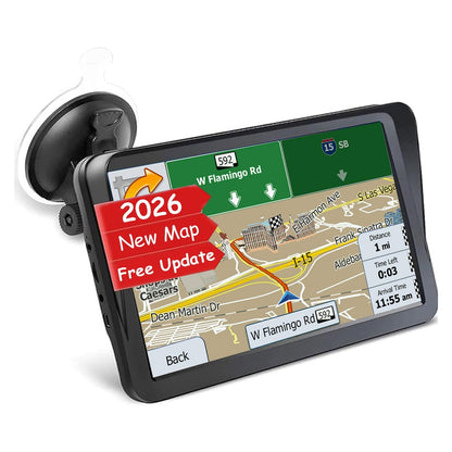 GPS Navigator for Car Truck RV, 9 Inch Touch Screen Latest 2026 Map, Real Voice Spoken Turn-by-Turn Direction Reminding Navigation System, Vehicle GPS with Speed and Red Light Warning, FM