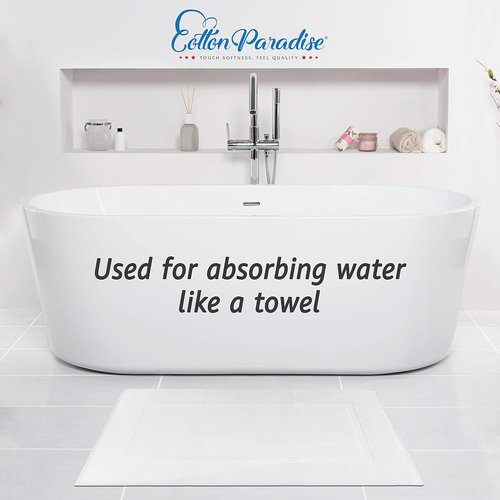 Cotton Paradise 100% Cotton Bath Mats - Soft, Absorbent & Quick-Dry | Set of 2, 20x34 Inches, White