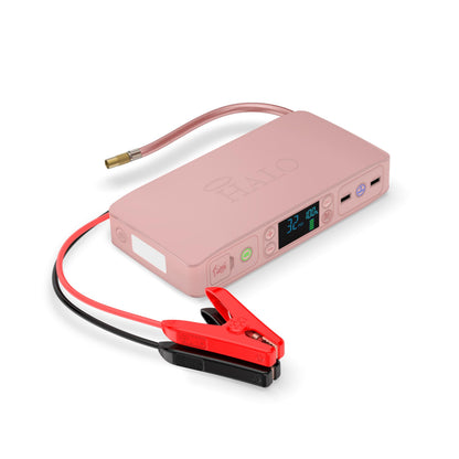 HALO Bolt Air+ 55500 Portable Car Battery Jump Starter | 100 PSI Air Compressor, 55.5Wh USB Power Bank, Emergency Floodlight & Charger, Jumps Cars SUVs & Trucks, Inflates Tires, TSA Approved — Rose