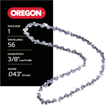 Oregon Chainsaw Chain - 3/8" LP Pitch, .043" Gauge | Low-Kickback Replacement for 16" Bars