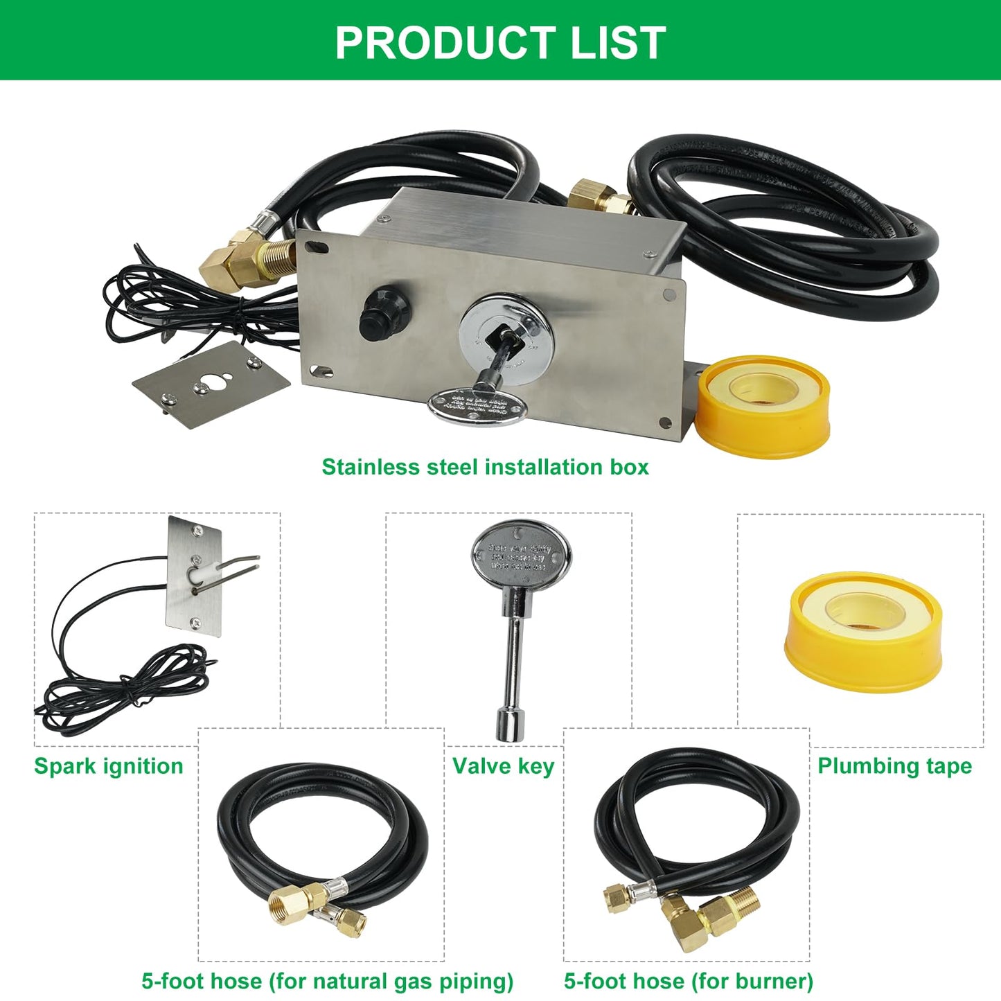 YINIMI All-in-One Natural Gas Fire Pit Ignition System Kit, Outdoor DIY Fire Pit Accessory