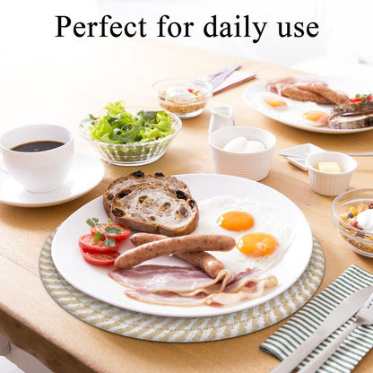SHACOS 8 Inches Trivets for Hot Dishes, Pot Holders for Hot Pots and Pans, Handmade Cotton Woven Trivets Set, Heat-Resistant Hot Pads Plate Mats for Kitchen Countertops, Table Decor (Khaki, 4pcs)