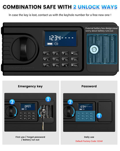 5.2 Cuft Large Fire Safe Box for Home Documents, Home Safes Water and Fireproof with LCD Keypad Keys, Anti-Theft Alert, Hidden Code Mode, Personal Combination Money Safe For Office Home Gift